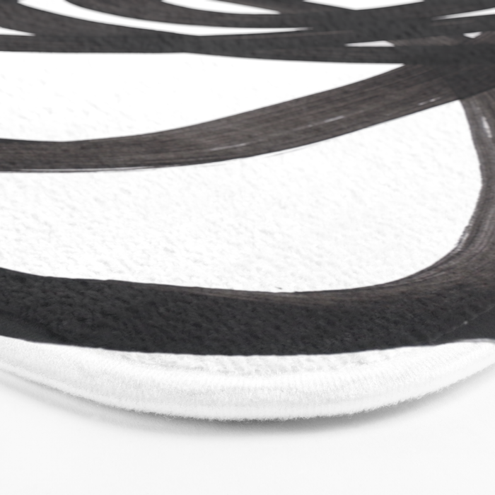 Black And White Minimalist Mid Century Abstract Ink Art Circle Swirls Black Circles Minimal Bath Mat Gallery Image 3
