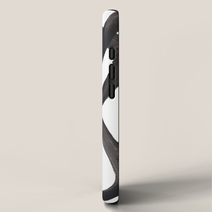 Black And White Minimalist Mid Century Abstract Ink Art Circle Swirls Black Circles Minimal iPhone Case Gallery Image 2