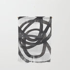 Black And White Minimalist Mid Century Abstract Ink Art Circle Swirls Black Circles Minimal Wall Hanging Gallery Image 1