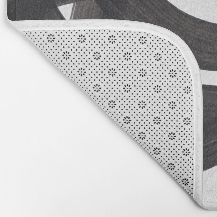 Black And White Minimalist Mid Century Abstract Ink Art Circle Swirls Black Circles Minimal Bath Mat Gallery Image 2