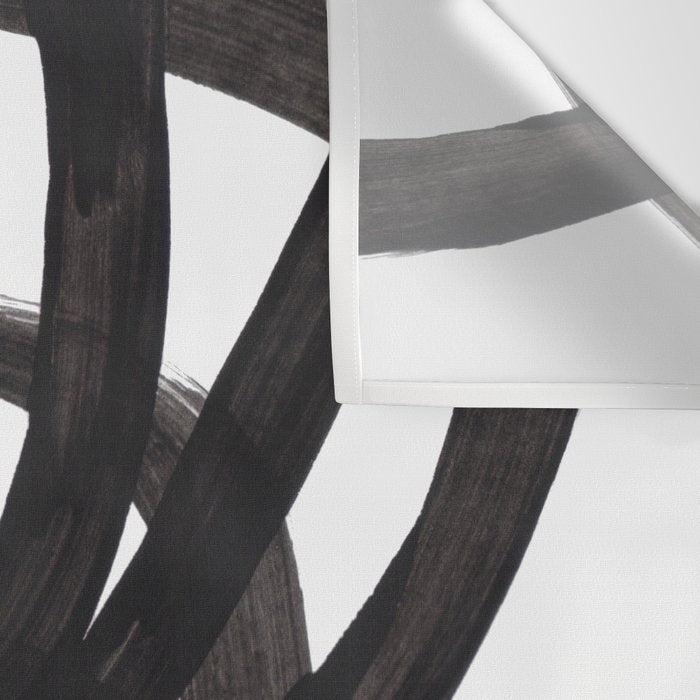 Black And White Minimalist Mid Century Abstract Ink Art Circle Swirls Black Circles Minimal Wall Tapestry Gallery Image 3