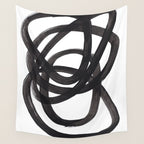 Black And White Minimalist Mid Century Abstract Ink Art Circle Swirls Black Circles Minimal Wall Tapestry Gallery Image 4