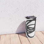 Black And White Minimalist Mid Century Abstract Ink Art Circle Swirls Black Circles Minimal Travel Mug Gallery Image 4