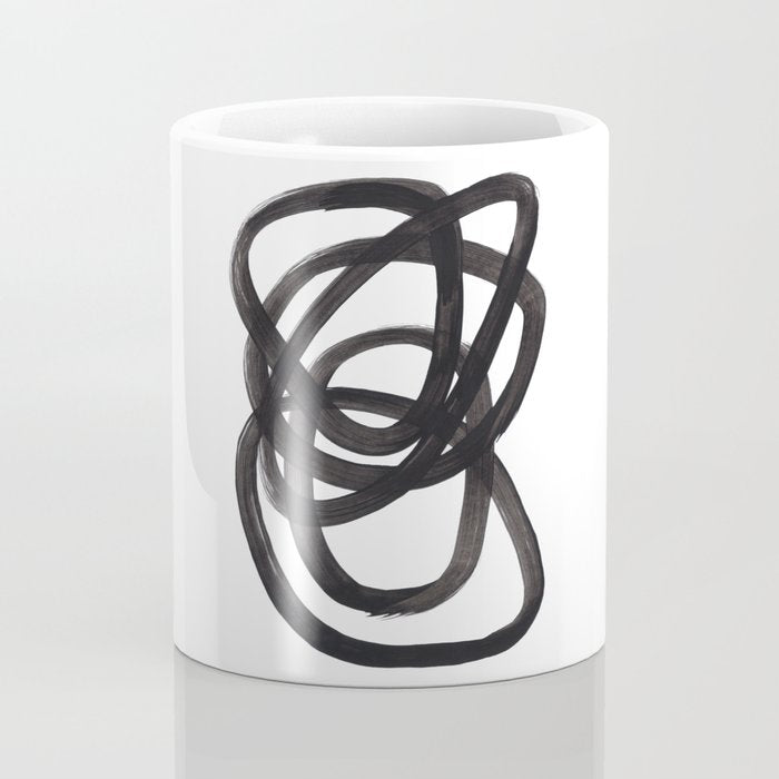 Black And White Minimalist Mid Century Abstract Ink Art Circle Swirls Black Circles Minimal Coffee Mug Gallery Image 4