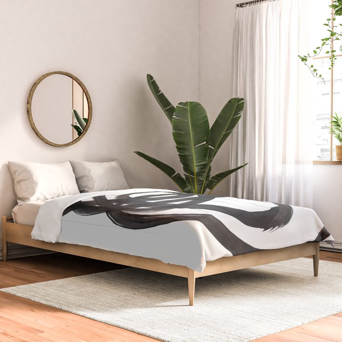 Black And White Minimalist Mid Century Abstract Ink Art Circle Swirls Black Circles Minimal Comforter Gallery Image 2