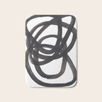 Black And White Minimalist Mid Century Abstract Ink Art Circle Swirls Black Circles Minimal Bath Mat Gallery Image 1