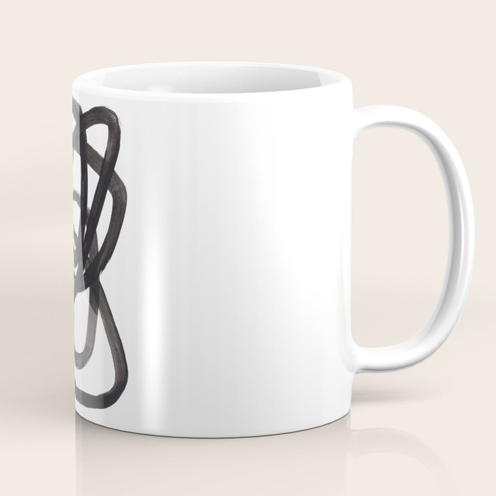 Black And White Minimalist Mid Century Abstract Ink Art Circle Swirls Black Circles Minimal Coffee Mug Gallery Image 1