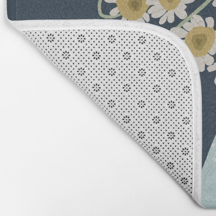 yellow flowers in blue vase Bath Mat Gallery Image 2