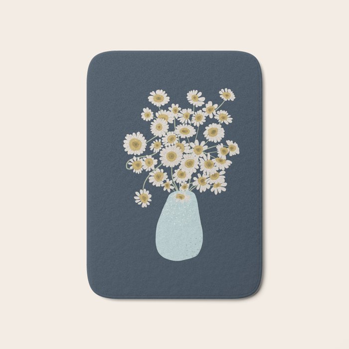 yellow flowers in blue vase Bath Mat Gallery Image 1