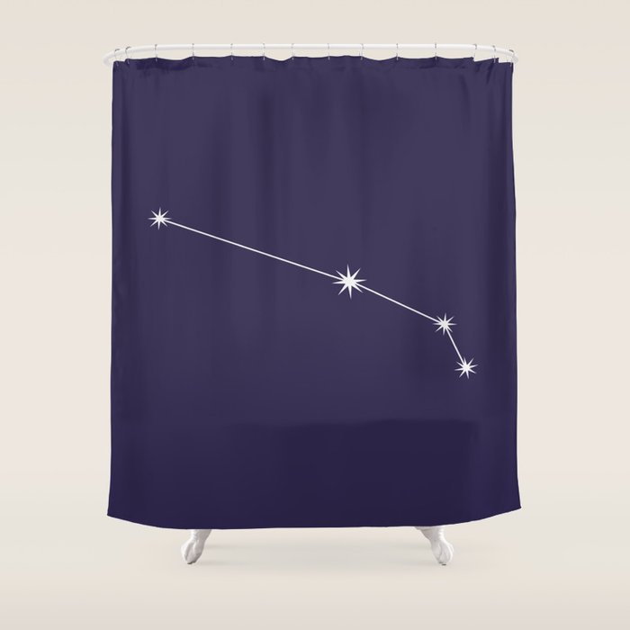 Aries Zodiac Star Constellation Line Art Dark Purple Shower Curtain Gallery Image 1