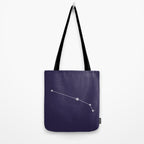 Aries Zodiac Star Constellation Line Art Dark Purple Tote Bag Gallery Image 2