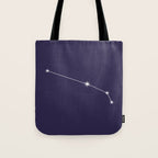 Aries Zodiac Star Constellation Line Art Dark Purple Tote Bag Gallery Image 1