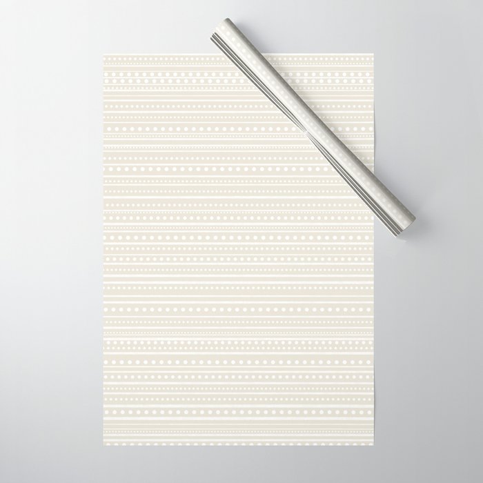 Bamako Textured Striped and Dotted Pattern in Pale Beige Cream and White Wrapping Paper Gallery Image 1
