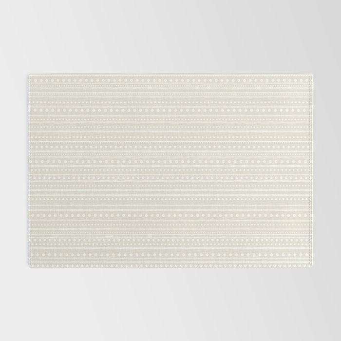 Bamako Textured Striped and Dotted Pattern in Pale Beige Cream and White Rug Gallery Image 2