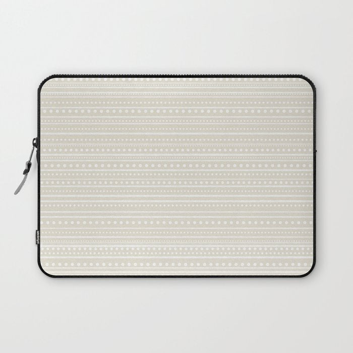 Bamako Textured Striped and Dotted Pattern in Pale Beige Cream and White Laptop Sleeve Gallery Image 1