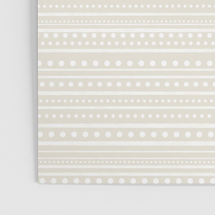 Bamako Textured Striped and Dotted Pattern in Pale Beige Cream and White Poster Gallery Image 3