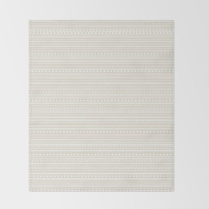 Bamako Textured Striped and Dotted Pattern in Pale Beige Cream and White Throw Blanket Gallery Image 2