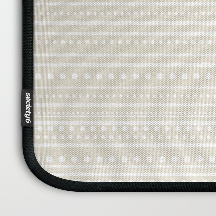 Bamako Textured Striped and Dotted Pattern in Pale Beige Cream and White Laptop Sleeve Gallery Image 3