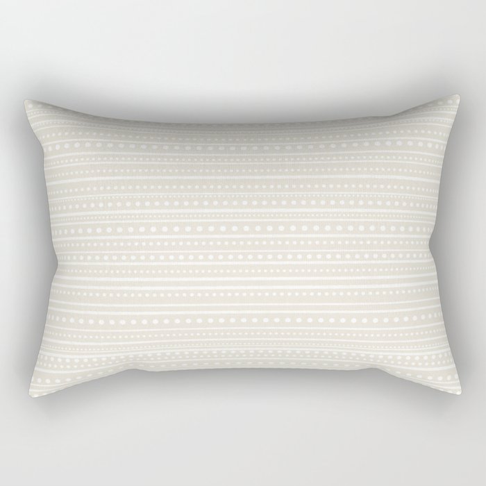 Bamako Textured Striped and Dotted Pattern in Pale Beige Cream and White Rectangular Pillow Gallery Image 2