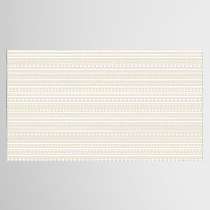 Bamako Textured Striped and Dotted Pattern in Pale Beige Cream and White Tablecloth Gallery Image 2
