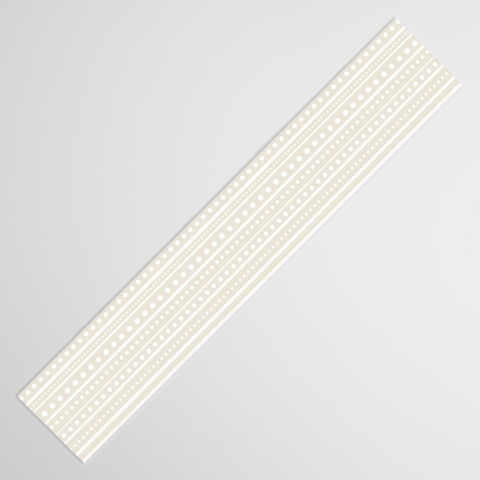 Bamako Textured Striped and Dotted Pattern in Pale Beige Cream and White Table Runner Gallery Image 3