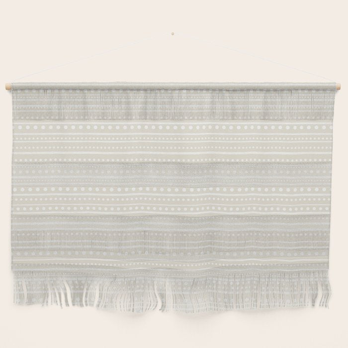 Bamako Textured Striped and Dotted Pattern in Pale Beige Cream and White Wall Hanging Gallery Image 1
