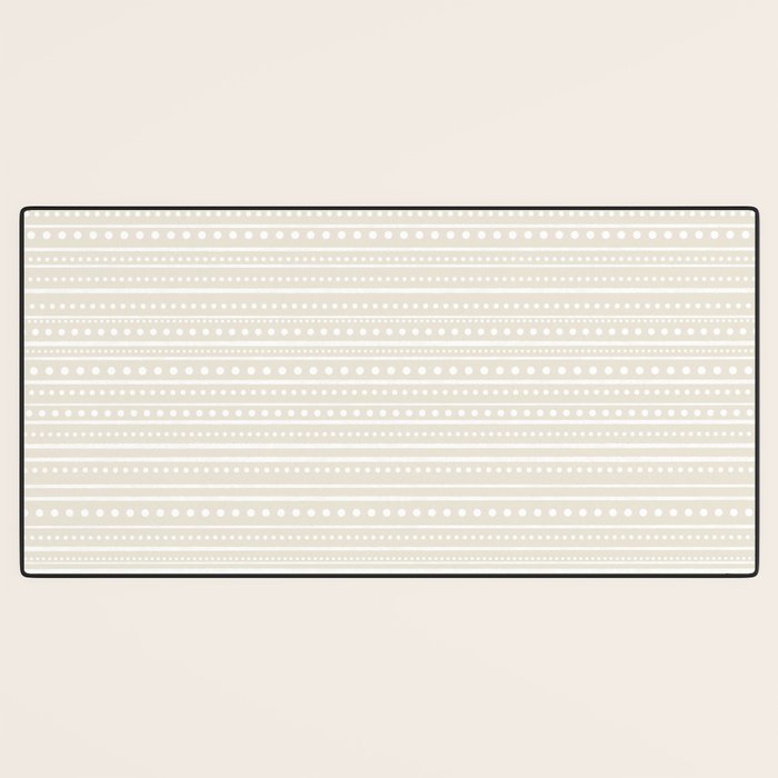 Bamako Textured Striped and Dotted Pattern in Pale Beige Cream and White Desk Mat Gallery Image 3