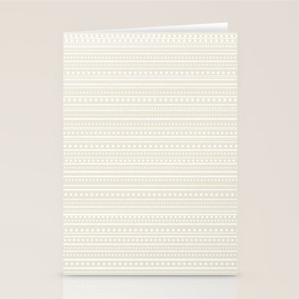Bamako Textured Striped and Dotted Pattern in Pale Beige Cream and White Stationery Card Gallery Image 2