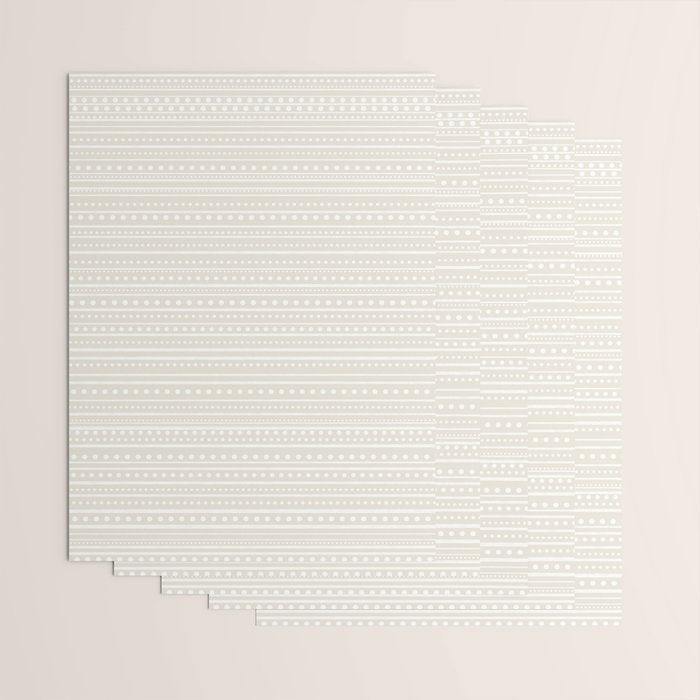 Bamako Textured Striped and Dotted Pattern in Pale Beige Cream and White Wrapping Paper Gallery Image 3