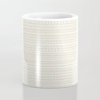 Bamako Textured Striped and Dotted Pattern in Pale Beige Cream and White Coffee Mug Gallery Image 4