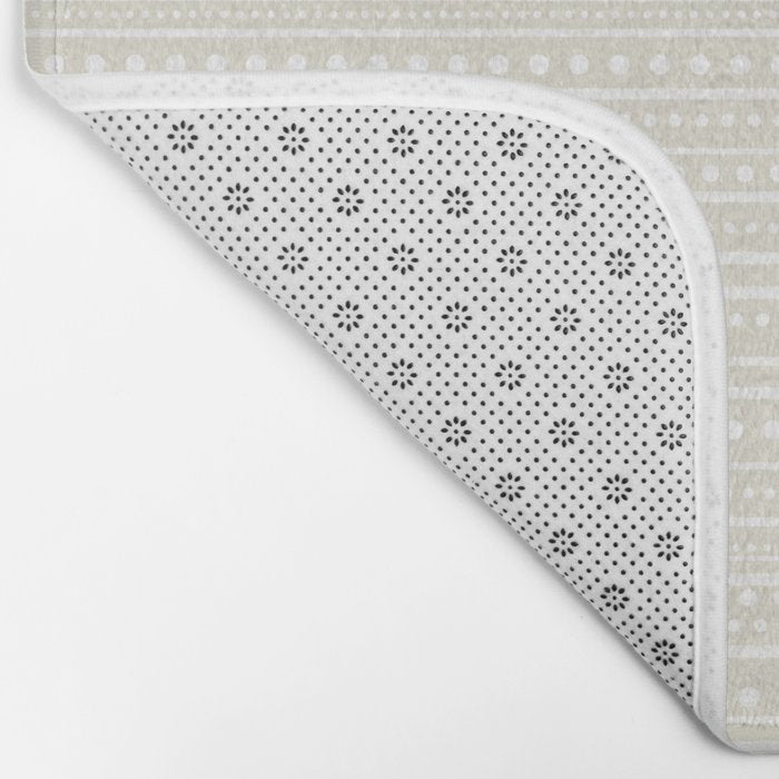 Bamako Textured Striped and Dotted Pattern in Pale Beige Cream and White Bath Mat Gallery Image 2