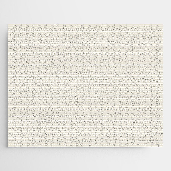 Bamako Textured Striped and Dotted Pattern in Pale Beige Cream and White Jigsaw Puzzle Gallery Image 1