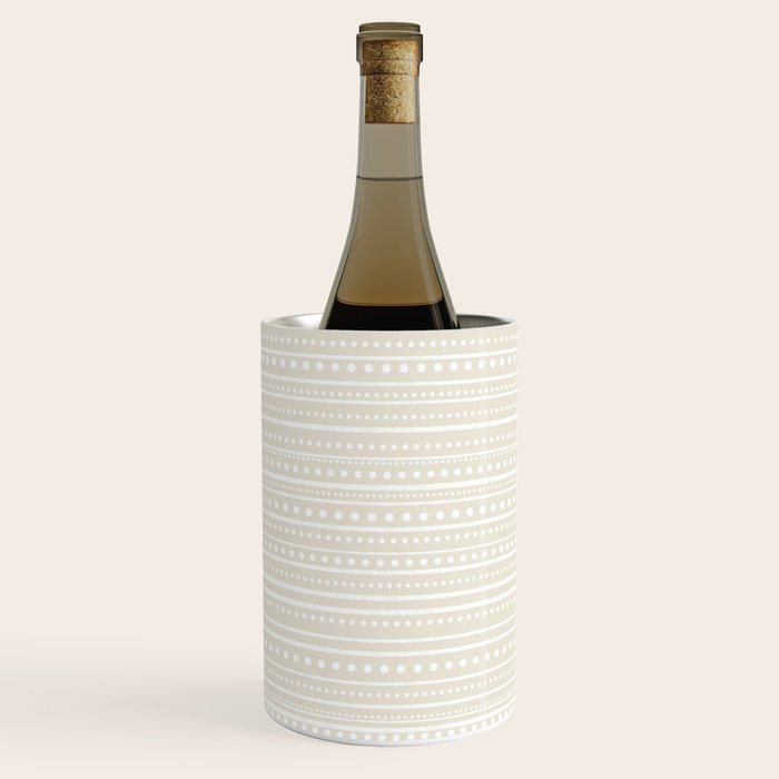 Bamako Textured Striped and Dotted Pattern in Pale Beige Cream and White Wine Chiller Gallery Image 1