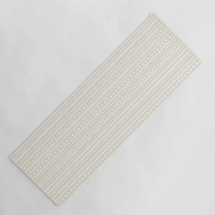 Bamako Textured Striped and Dotted Pattern in Pale Beige Cream and White Yoga Mat Gallery Image 1