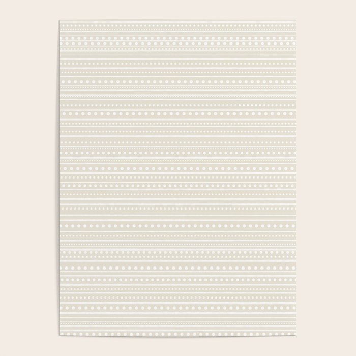 Bamako Textured Striped and Dotted Pattern in Pale Beige Cream and White Poster Gallery Image 4