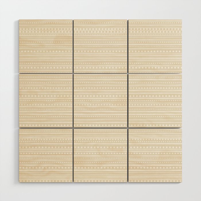 Bamako Textured Striped and Dotted Pattern in Pale Beige Cream and White Wood Wall Art Gallery Image 1