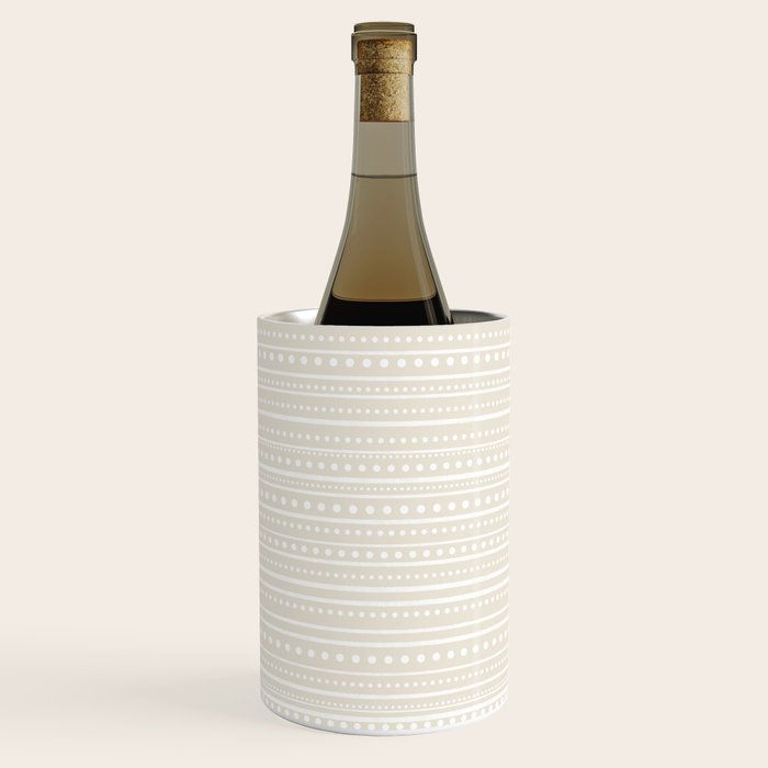 Bamako Textured Striped and Dotted Pattern in Pale Beige Cream and White Wine Chiller Gallery Image 2