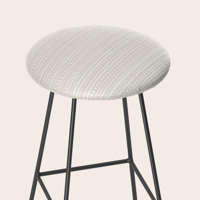Bamako Textured Striped and Dotted Pattern in Pale Beige Cream and White Stool Gallery Image 2