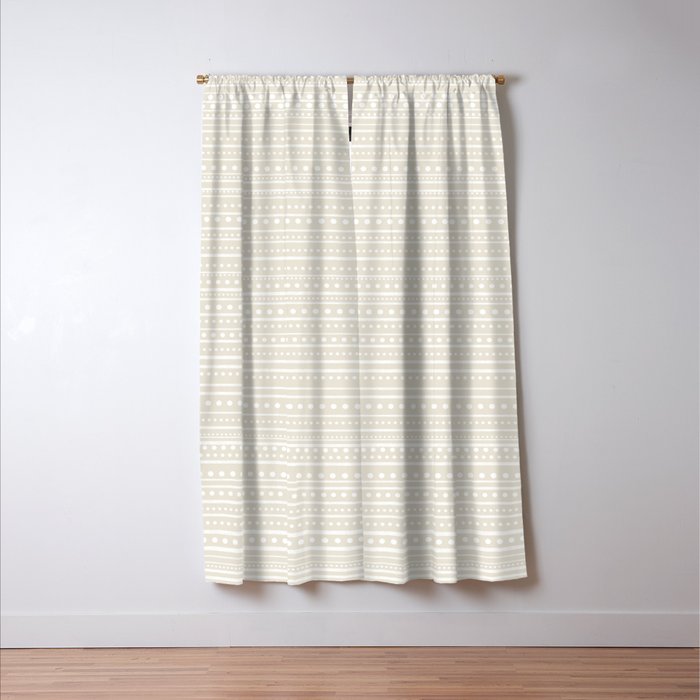Bamako Textured Striped and Dotted Pattern in Pale Beige Cream and White Window Curtain Gallery Image 3