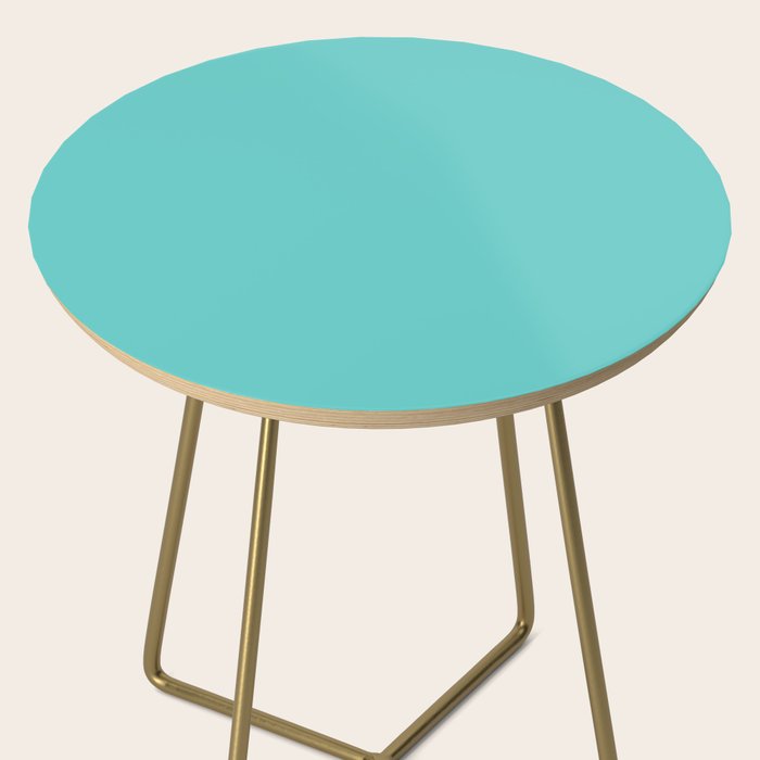 Bright Aqua Cyan Blue-Green Turquoise Solid  Side Table Gallery Image 2