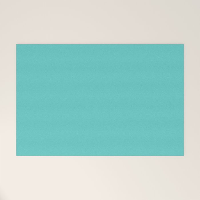 Bright Aqua Cyan Blue-Green Turquoise Solid  Welcome Mat Gallery Image 1