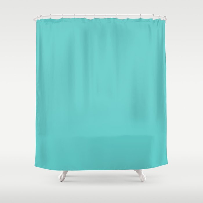 Bright Aqua Cyan Blue-Green Turquoise Solid  Shower Curtain Gallery Image 1