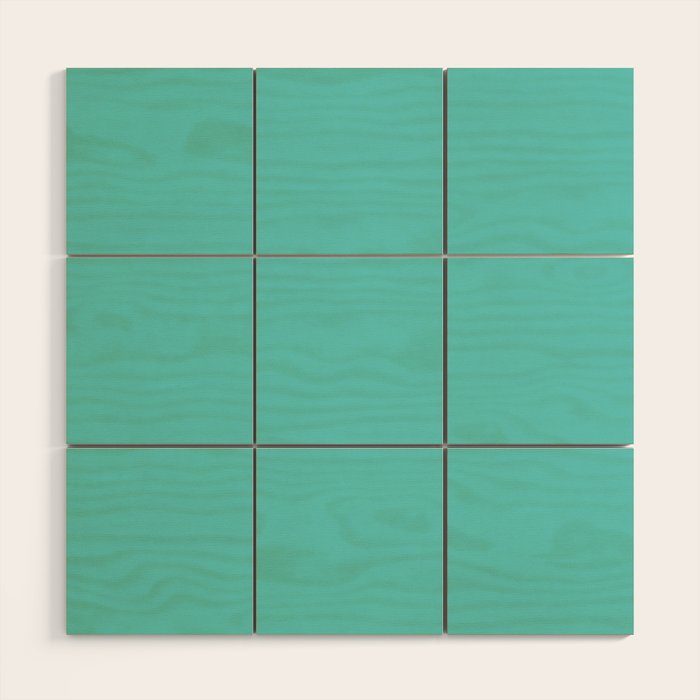 Bright Aqua Cyan Blue-Green Turquoise Solid  Wood Wall Art Gallery Image 1