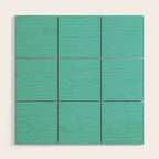 Bright Aqua Cyan Blue-Green Turquoise Solid  Wood Wall Art Gallery Image 1