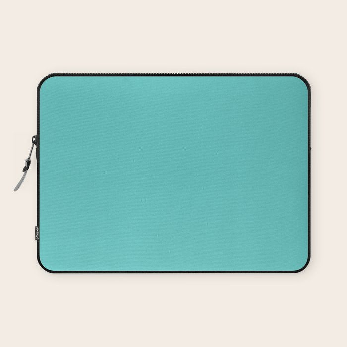 Bright Aqua Cyan Blue-Green Turquoise Solid  Laptop Sleeve Gallery Image 1