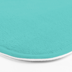 Bright Aqua Cyan Blue-Green Turquoise Solid  Bath Mat Gallery Image 3