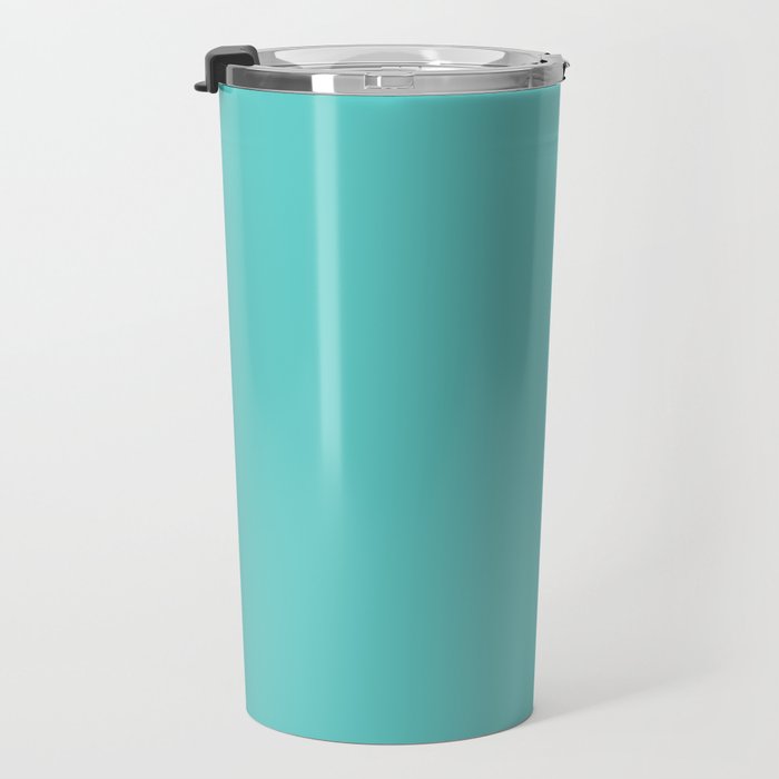 Bright Aqua Cyan Blue-Green Turquoise Solid  Travel Mug Gallery Image 3