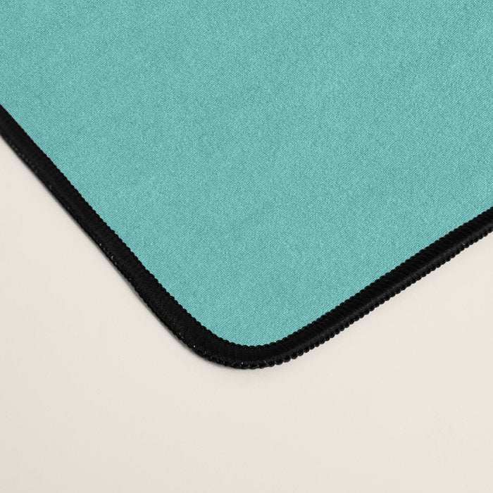 Bright Aqua Cyan Blue-Green Turquoise Solid  Desk Mat Gallery Image 4