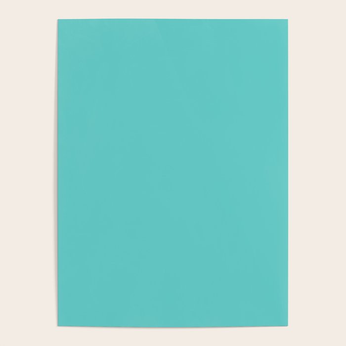 Bright Aqua Cyan Blue-Green Turquoise Solid  Poster Gallery Image 4