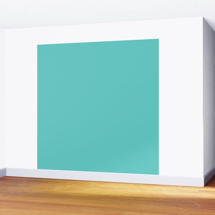 Bright Aqua Cyan Blue-Green Turquoise Solid  Wall Mural Gallery Image 2